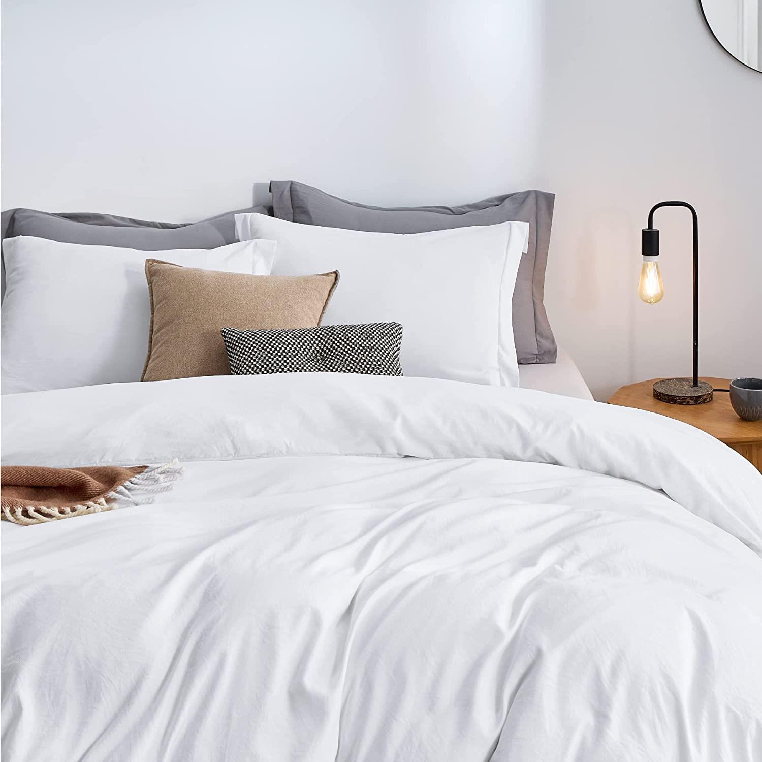 Plain White Single Duvet Cover Single Bedding Set With Fitted Sheet