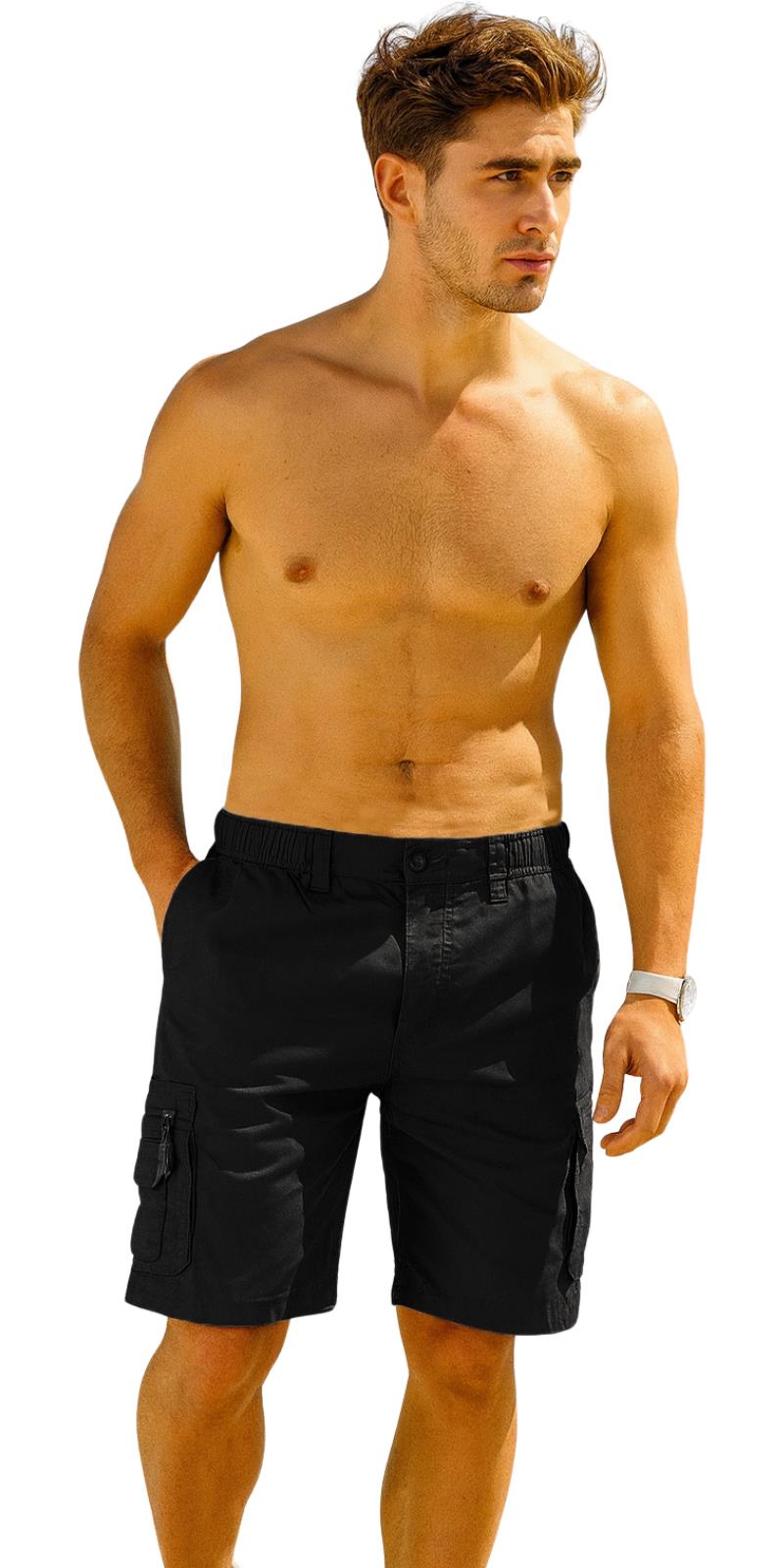 Pantalones Cortos Para Hombres Carga Combate Lisos Multi Bolsillo Cintura Elástica Ligeros M-3XL - Imagen 3 de 6