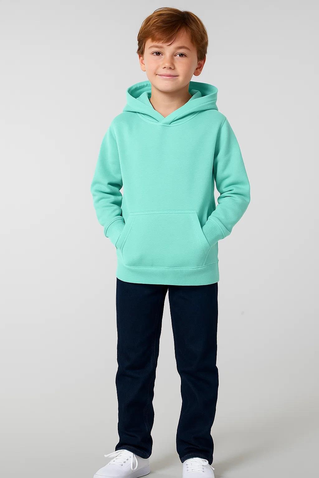 Kids Girls Boys Plain Hooded Jumper Fleece Pullover Hoodie Unisex Sweatshirt - Picture 117 of 128