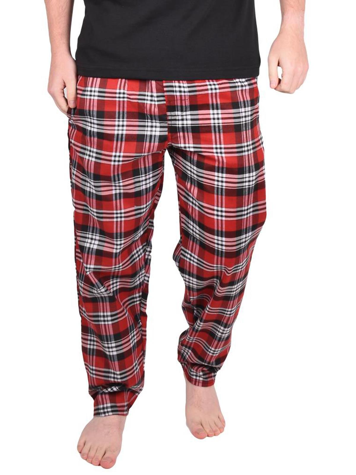Mens Pyjama Bottoms Woven Check PJ Pants Lounge Nightwear 2 Pack Trouser - Picture 9 of 34
