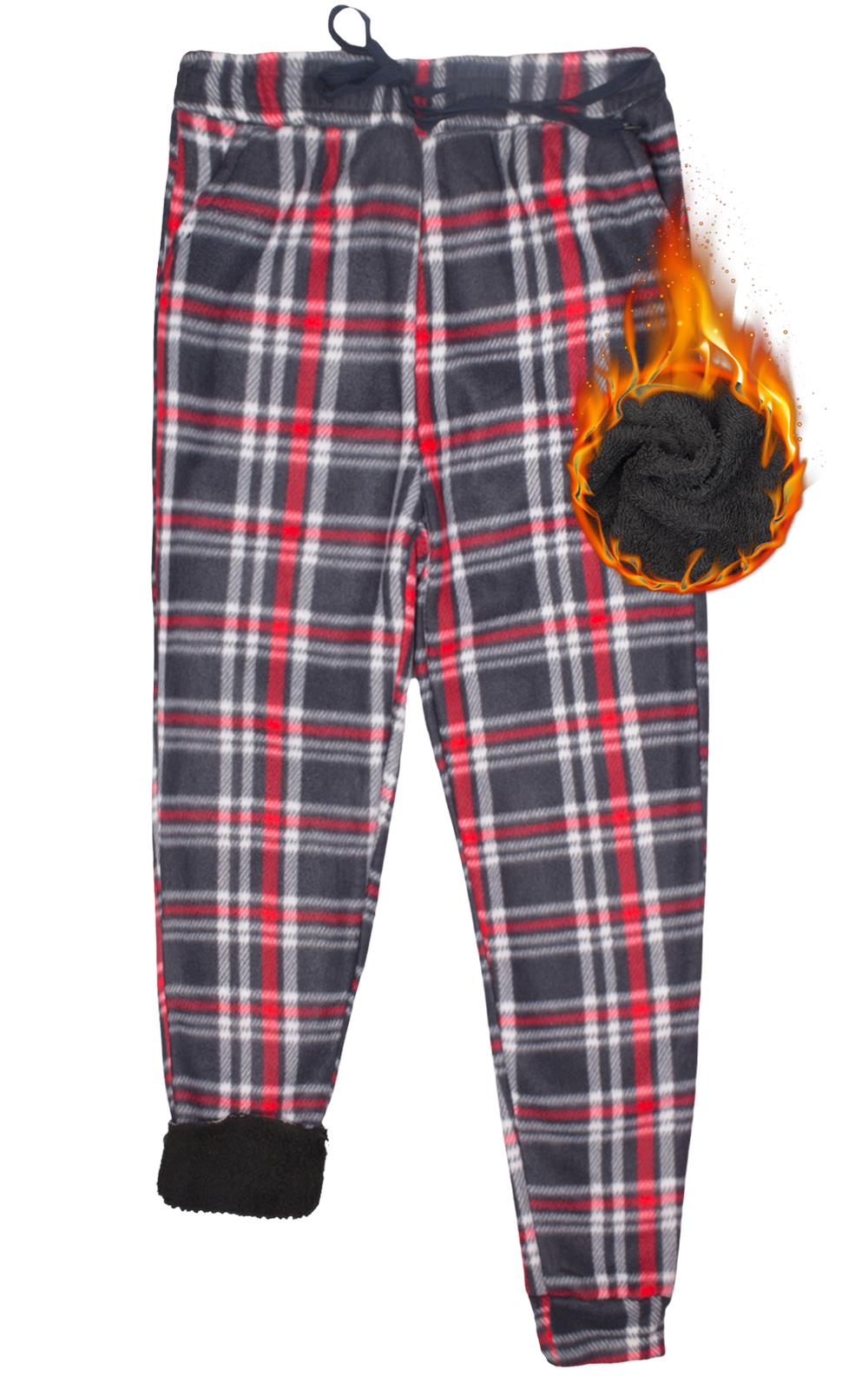 Pantalones de chándal para mujer de franela elásticos con cordón polar a cuadros PJ - Imagen 21 de 48
