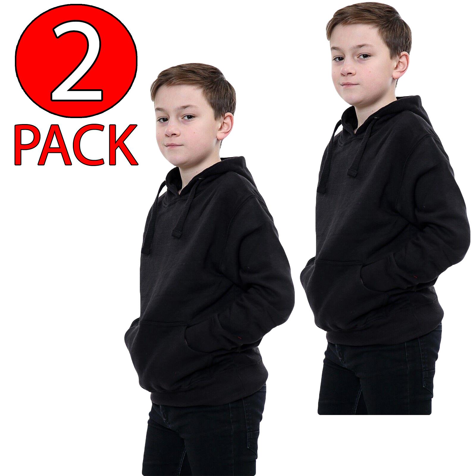Kids Girls Boys Plain Hooded Jumper Fleece Pullover Hoodie Unisex Sweatshirt - Picture 67 of 128