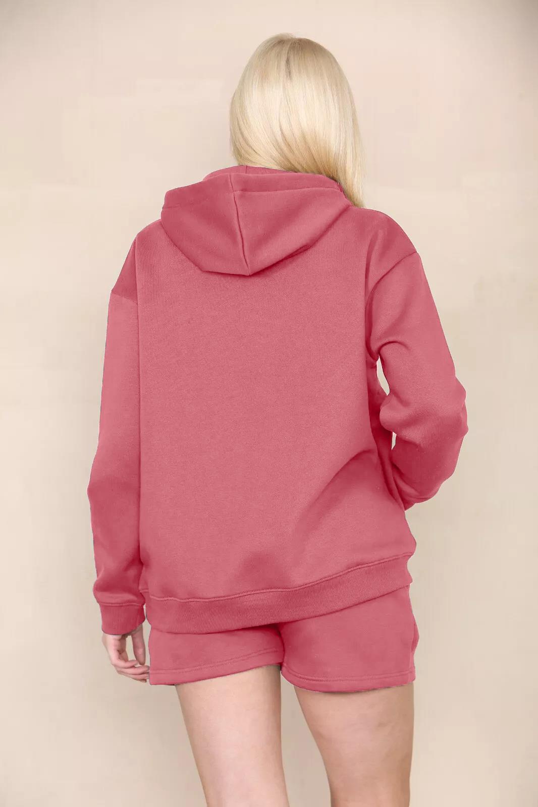 Womens Tracksuit Set Ladies Long Sleeve Lounge Wear Hoodie Fleece Sweat Short - Picture 13 of 20