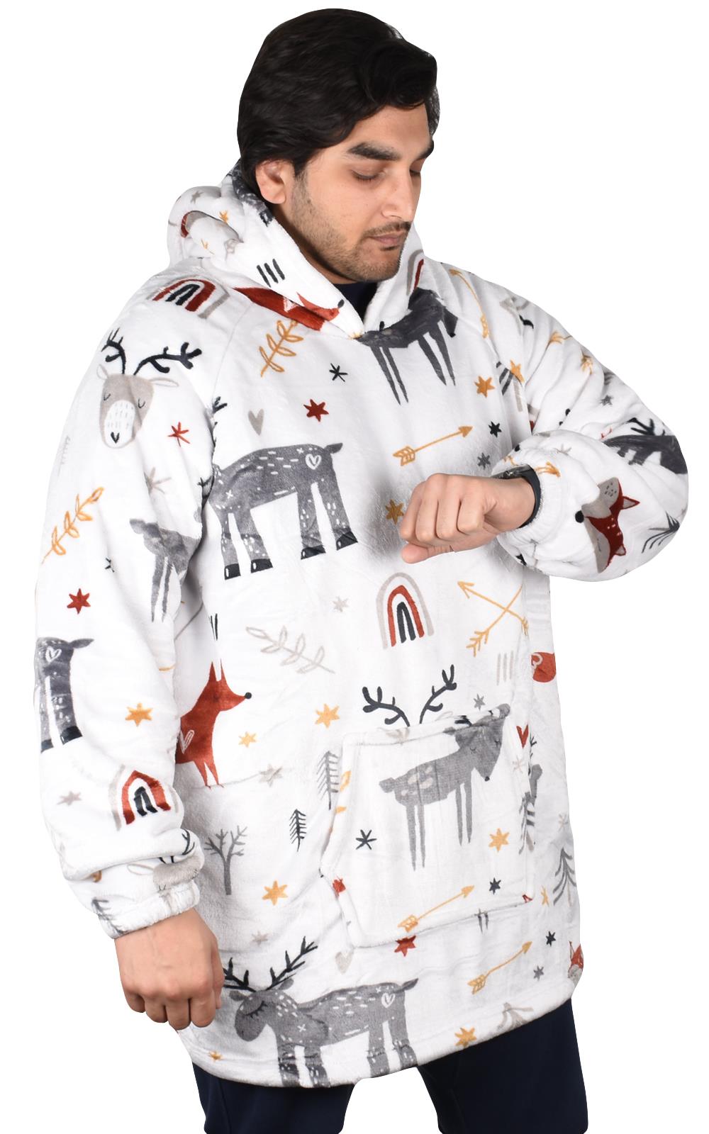 Hoodie Blanket Adult Oversized Sweatshirt Sherpa Fleece Big Hooded Ultra Plush - Picture 247 of 353