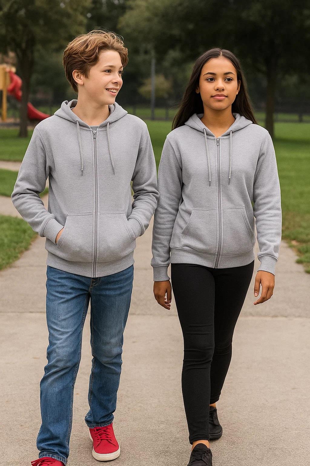 Kids Zip up Hoodie Sweatshirts PE School Jumpers Fleece Hoodies For Boys Girls - Picture 86 of 264