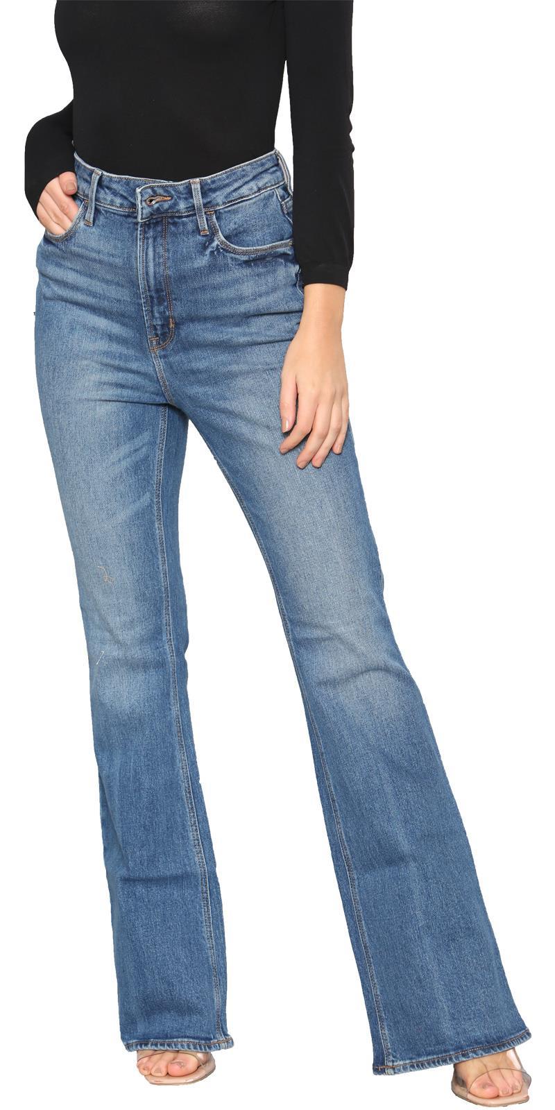 Pantalones de mezclilla para mujer Bootcut elásticos tiro medio acampanados pantalones largos pantalones talla 6-30 - Imagen 58 de 62