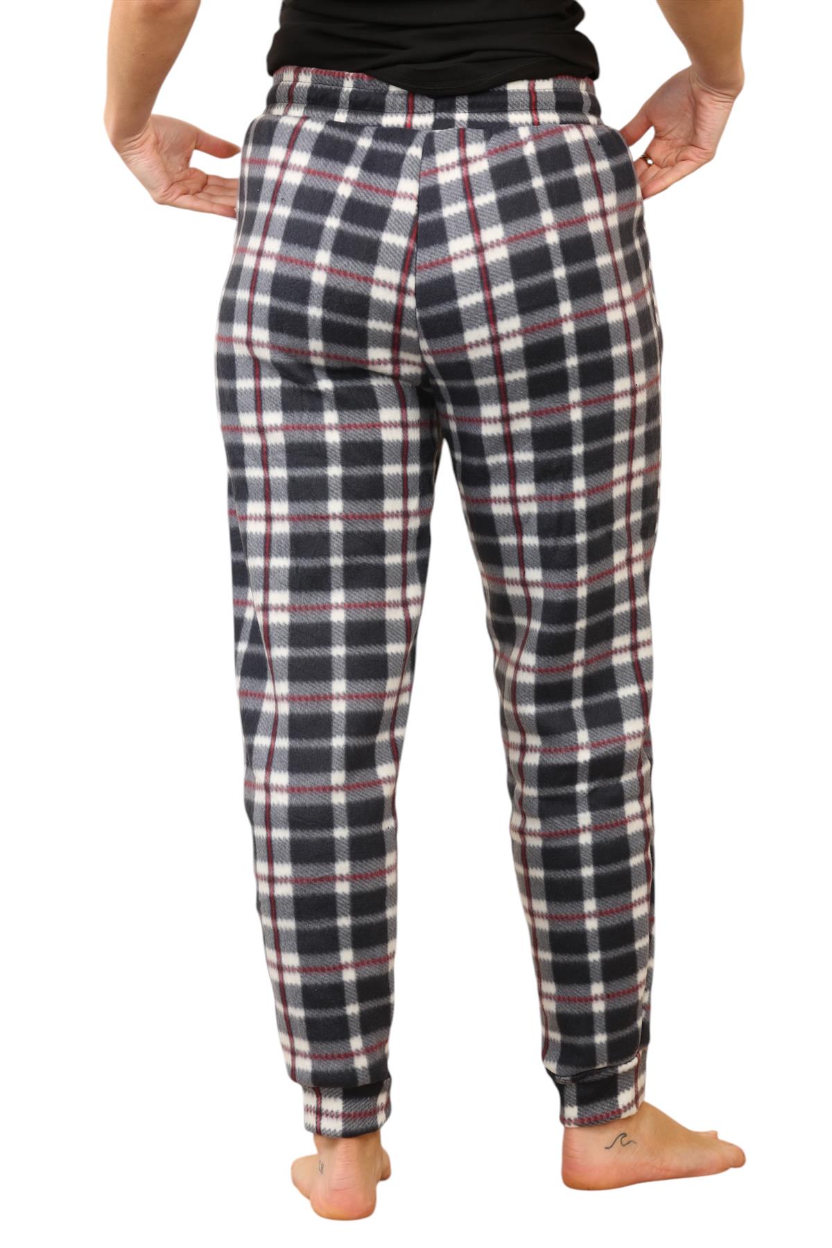 Pantalones de chándal para mujer de franela elásticos con cordón polar a cuadros PJ - Imagen 37 de 48