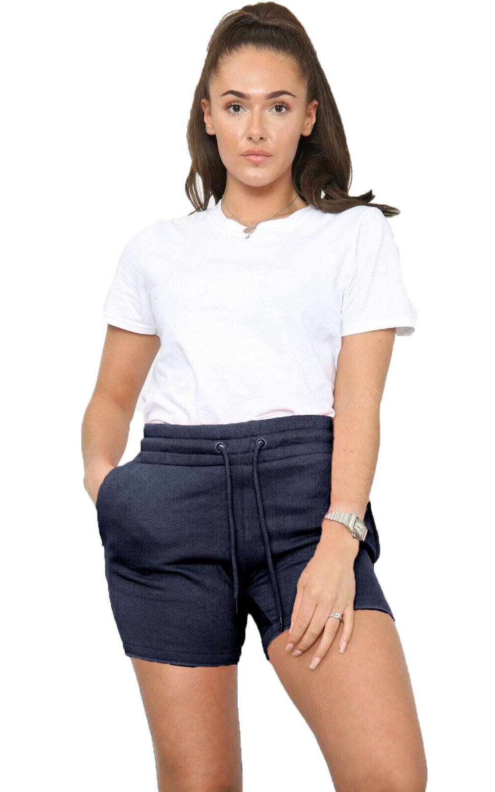 Ladies Shorts Summer Gym Sweat Fleece Tie Elasticated Waist Cycling Pants S-XL - Picture 14 of 21