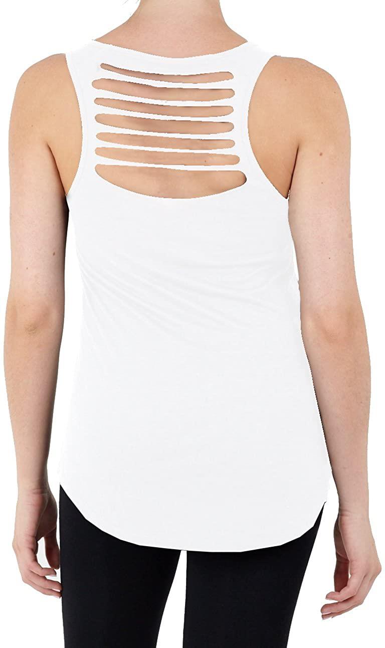 Ladies Womens Plain Vest Sleeveless Stretchy Cami Slashed Back Wide Tank Tops - Imagen 12 de 13