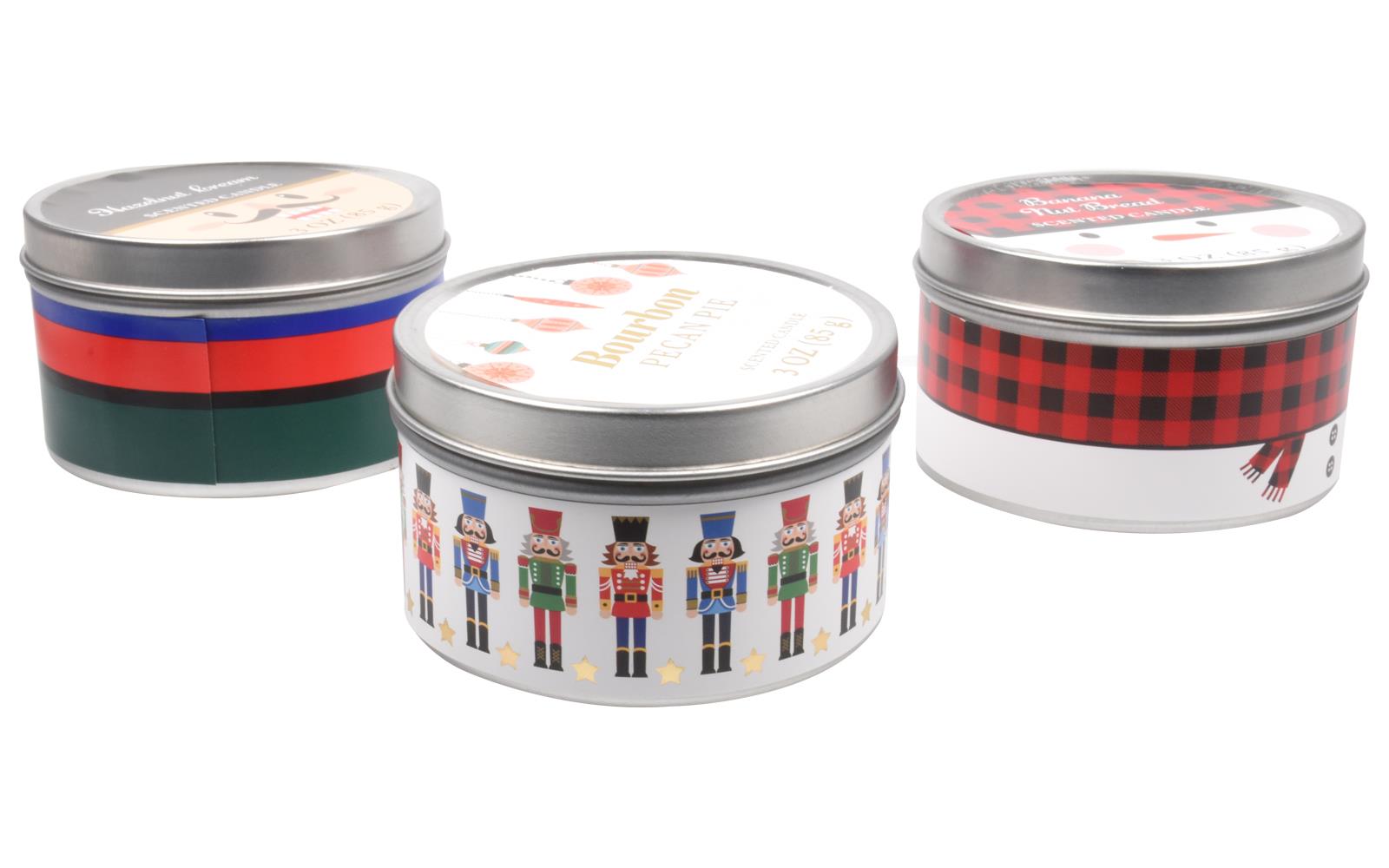 Scented Candles New Set of 3 Festive Christmas Decorative Tin Xmas Gift set - Picture 51 of 99
