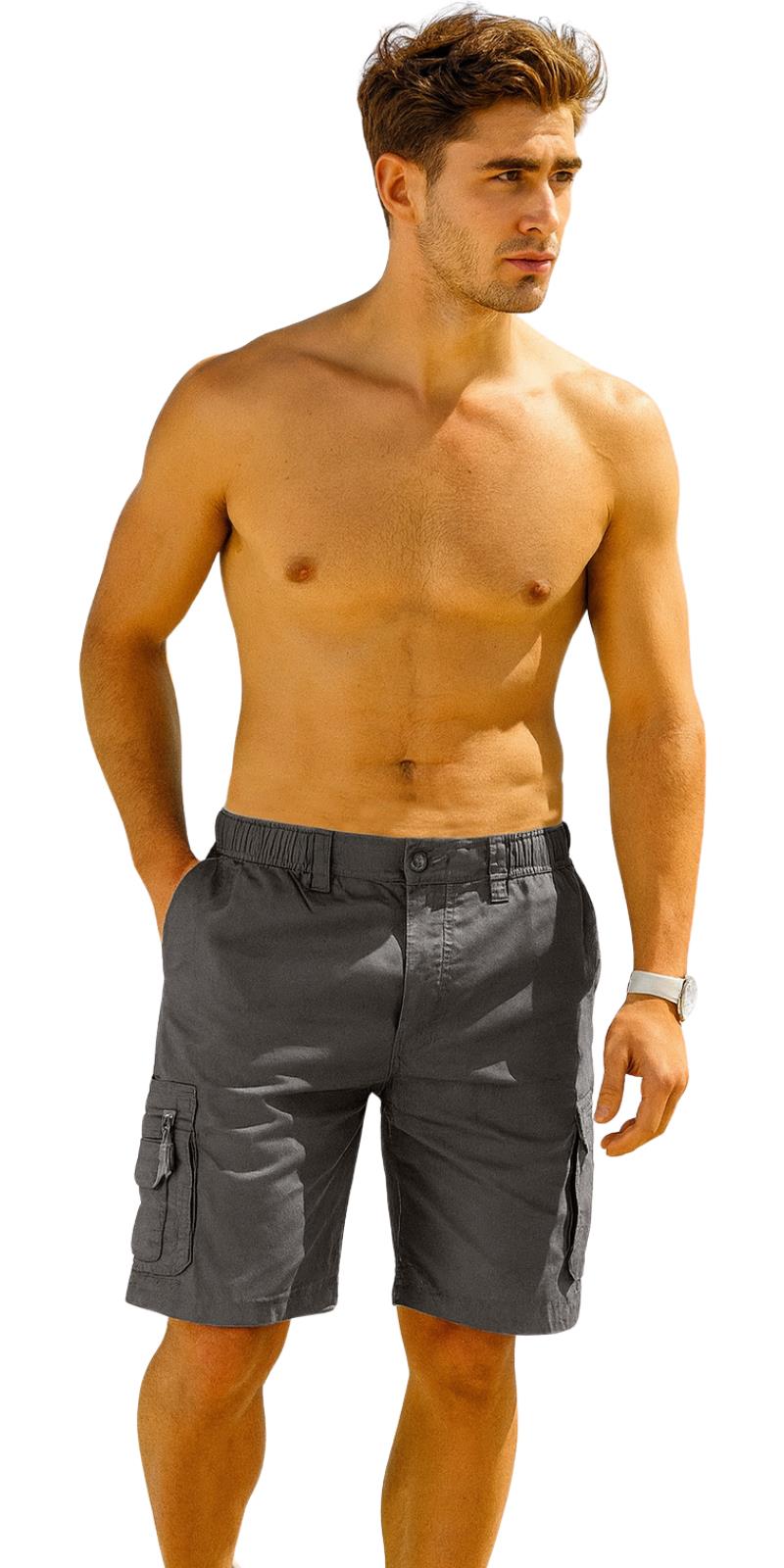 Pantalones Cortos Para Hombres Carga Combate Lisos Multi Bolsillo Cintura Elástica Ligeros M-3XL - Imagen 4 de 6