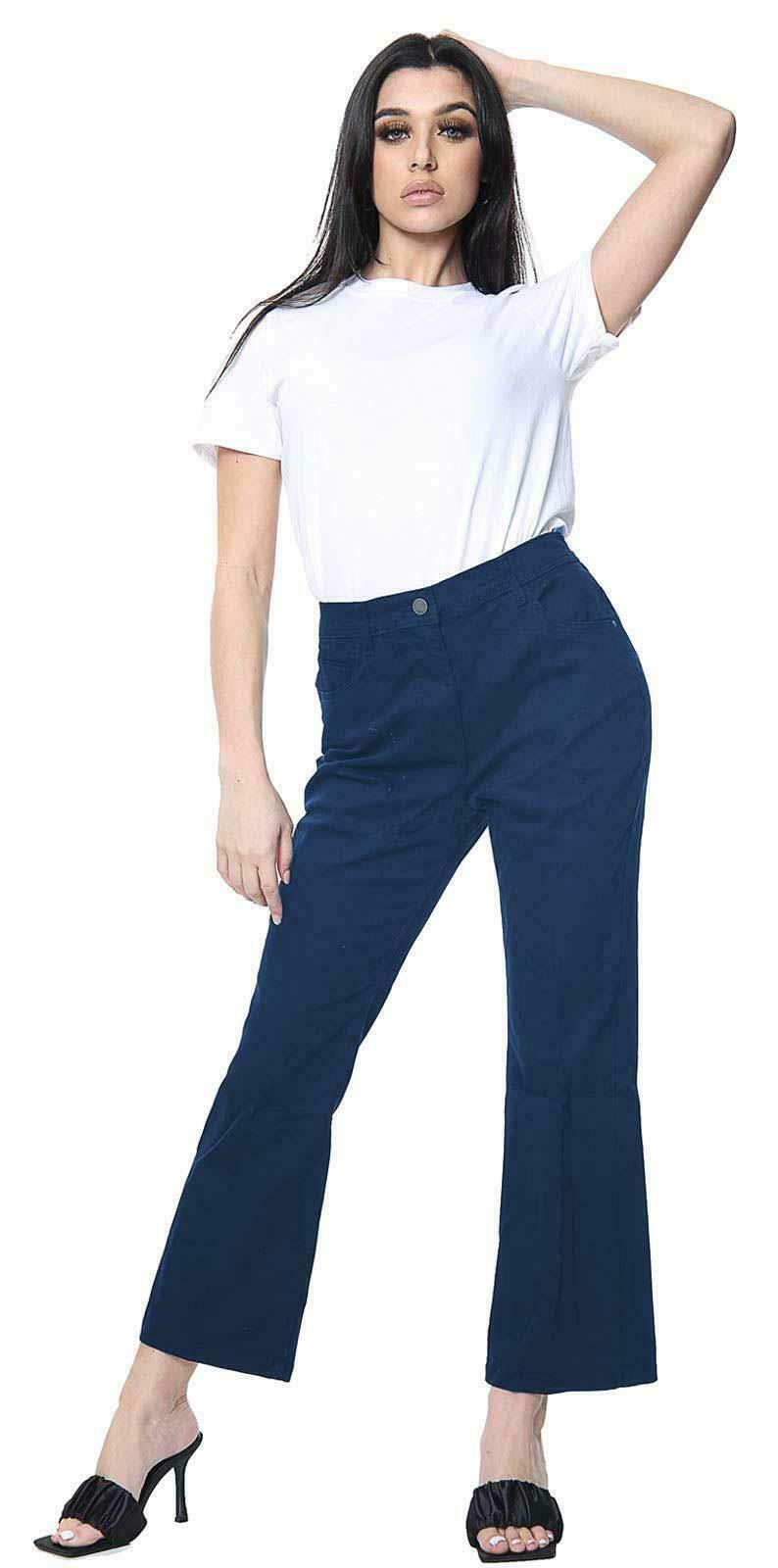 Pantalones de mezclilla para mujer Bootcut elásticos tiro medio acampanados pantalones largos pantalones talla 6-30 - Imagen 15 de 62