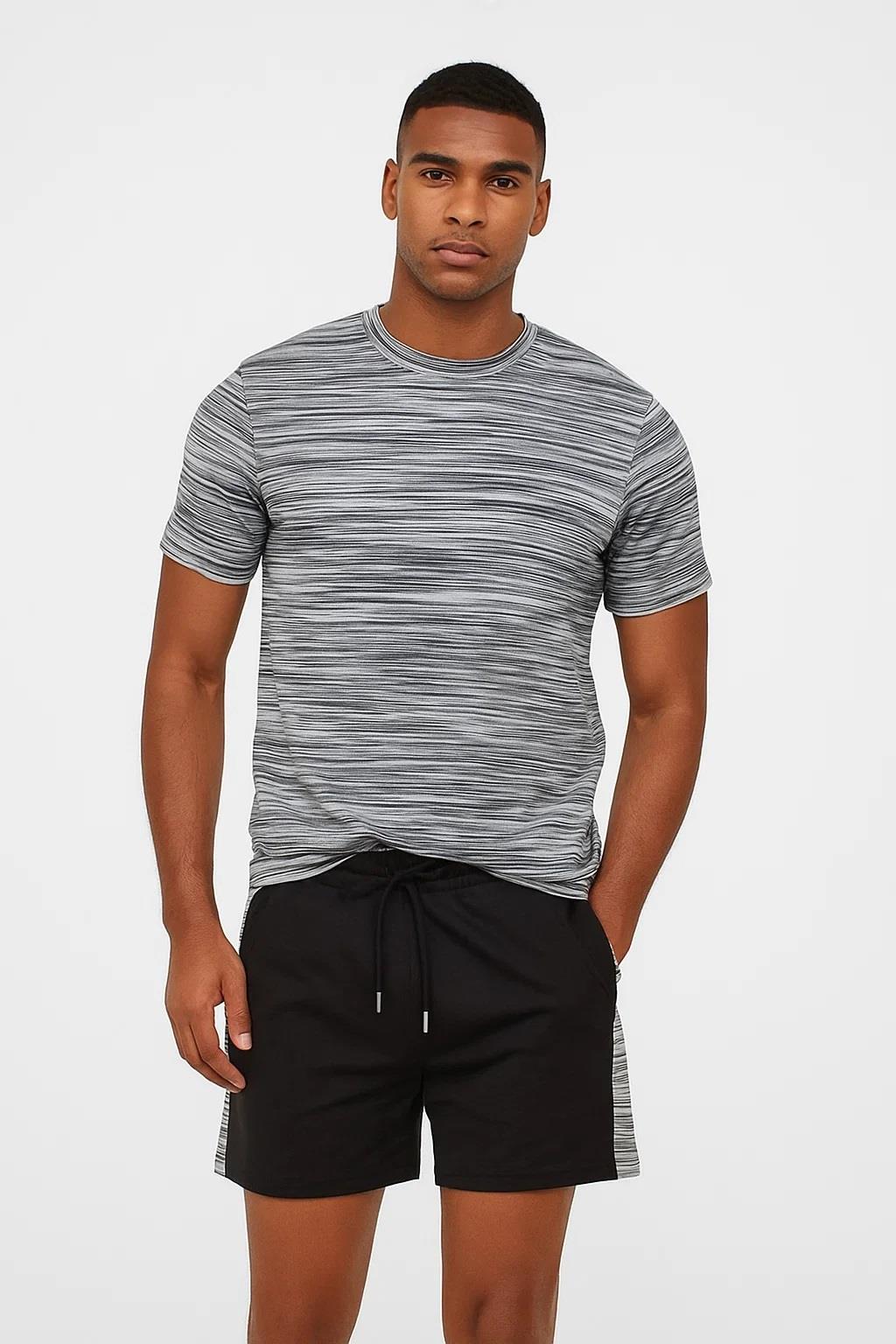 Conjunto de pantalones cortos para hombre camiseta ropa de salón de verano manga corta chándal teñido de moda pijamas - Imagen 3 de 10