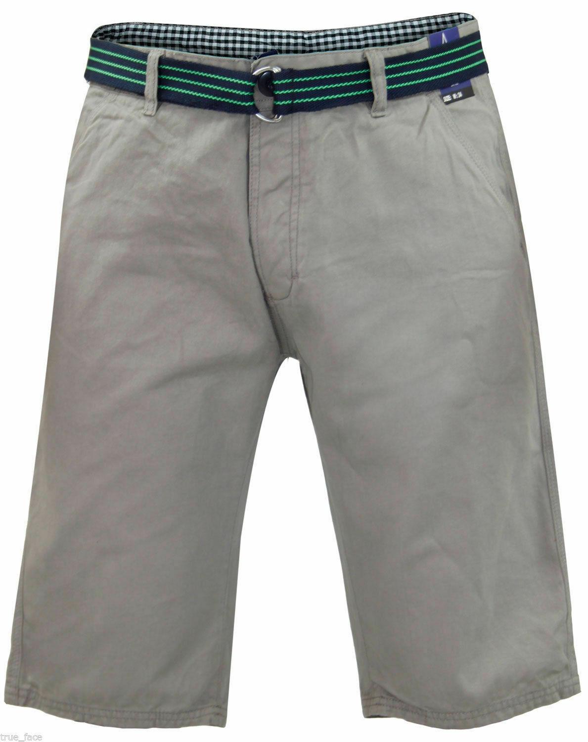 Herren Chino Shorts Freizeit Halb Hose 100% Baumwolle Sommer Jeans Frei Webgürtel - Bild 31 von 79