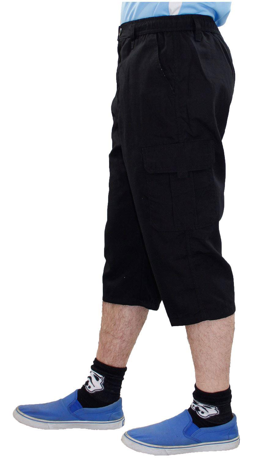 Herren 3/4 Shorts Gummibund Uni Cargo Kampf Arbeit Dreiviertel Hose - Bild 5 von 17