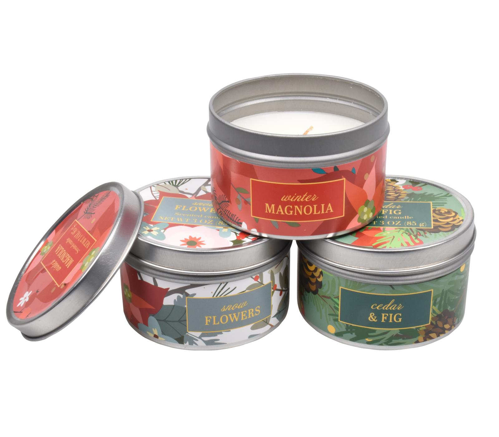 Scented Candles New Set of 3 Festive Christmas Decorative Tin Xmas Gift set - Picture 35 of 99