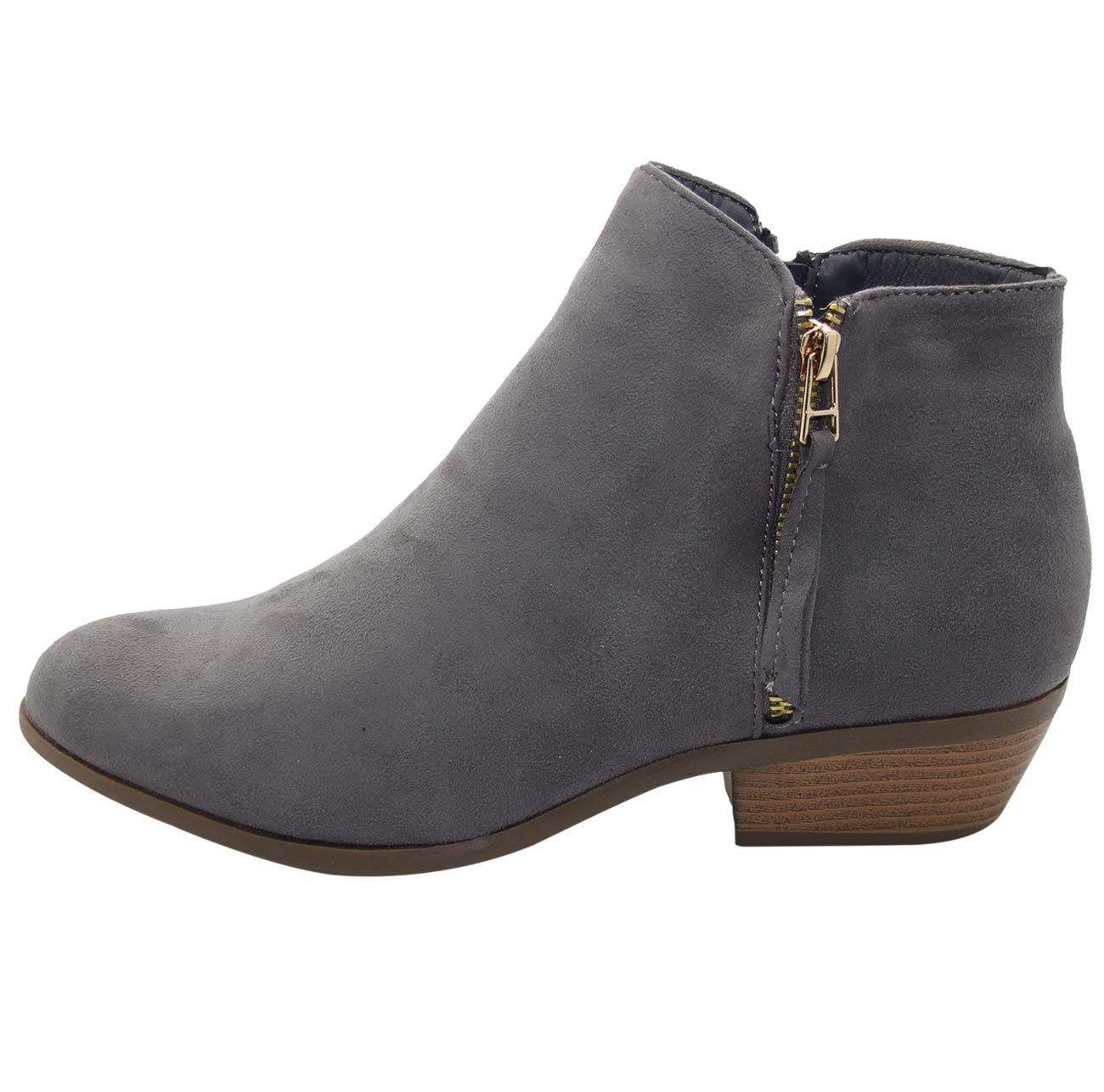 Details about / Womens British Fashion Faux Suede Side Zipper Block Heel Ankle Boots Caual Shoes