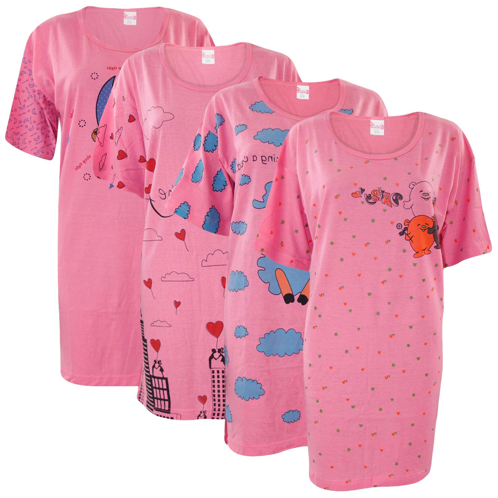 5 Pack Nightdress Nightie Women Cotton Ladies Short Sleeve Nightshirt Nightwear - Picture 36 of 59