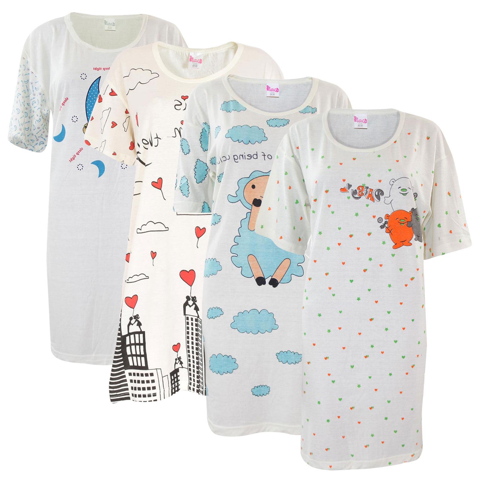 5 Pack Nightdress Nightie Women Cotton Ladies Short Sleeve Nightshirt Nightwear - Picture 30 of 59