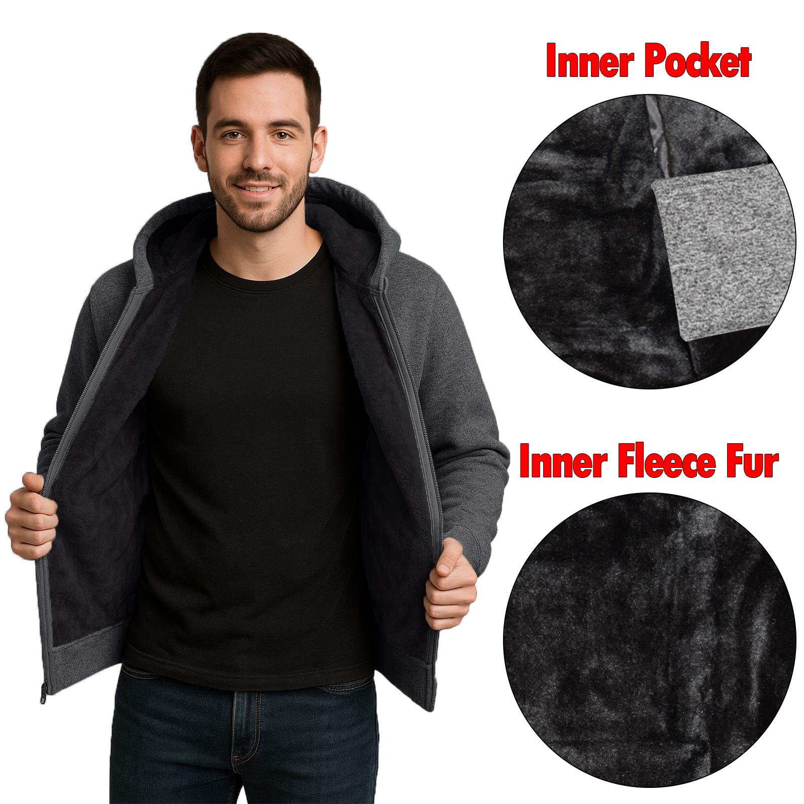 Herren Uni Hoodie Sweatshirt Fleece Reißverschluss Jacke Zip Pullover Kapuze Freizeit Top - Bild 7 von 12