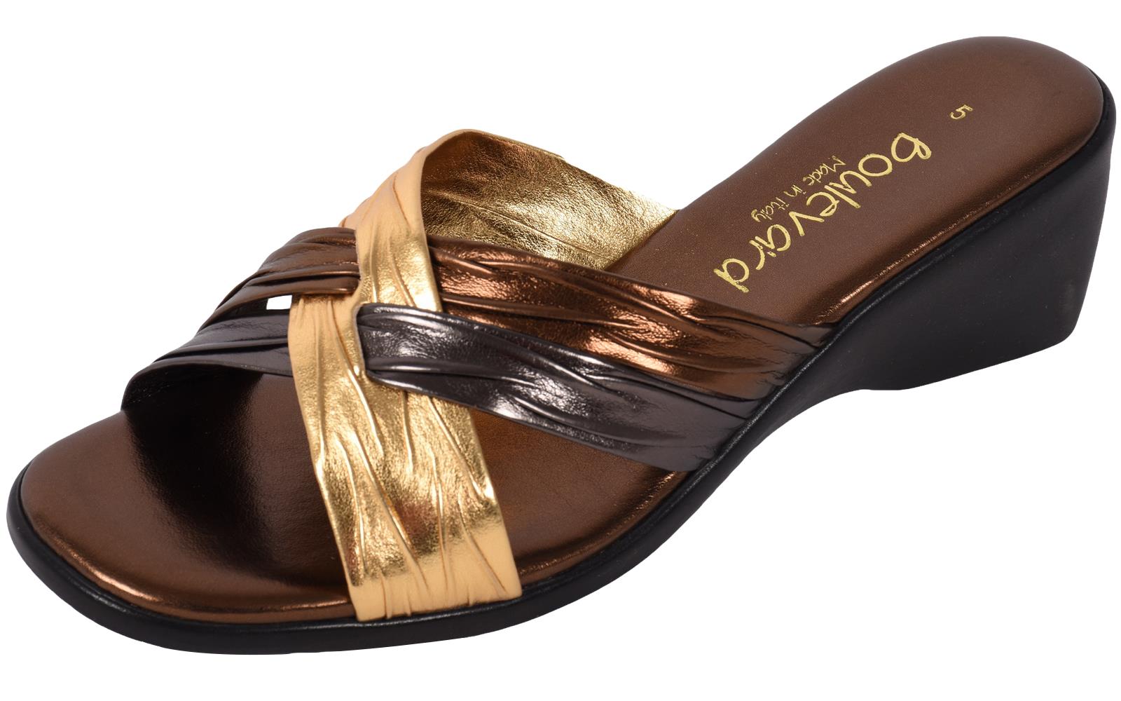 Boulevard Ladies Crossover Mule Sandal Wedge Heel Slip On Padded Socks Size 3-8 - Picture 29 of 40