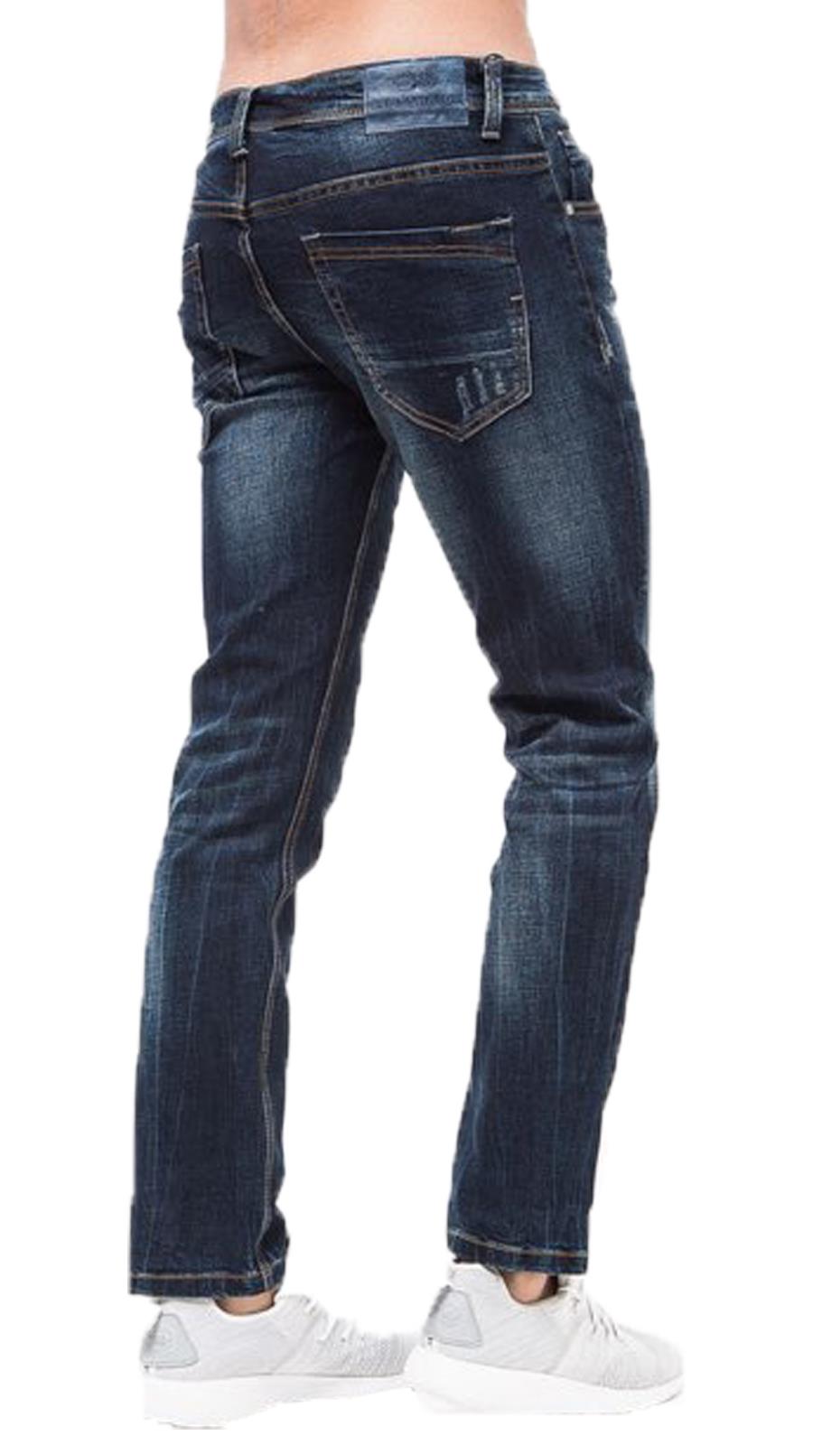 Mens Crosshatch Denim Jeans Slim Fit 