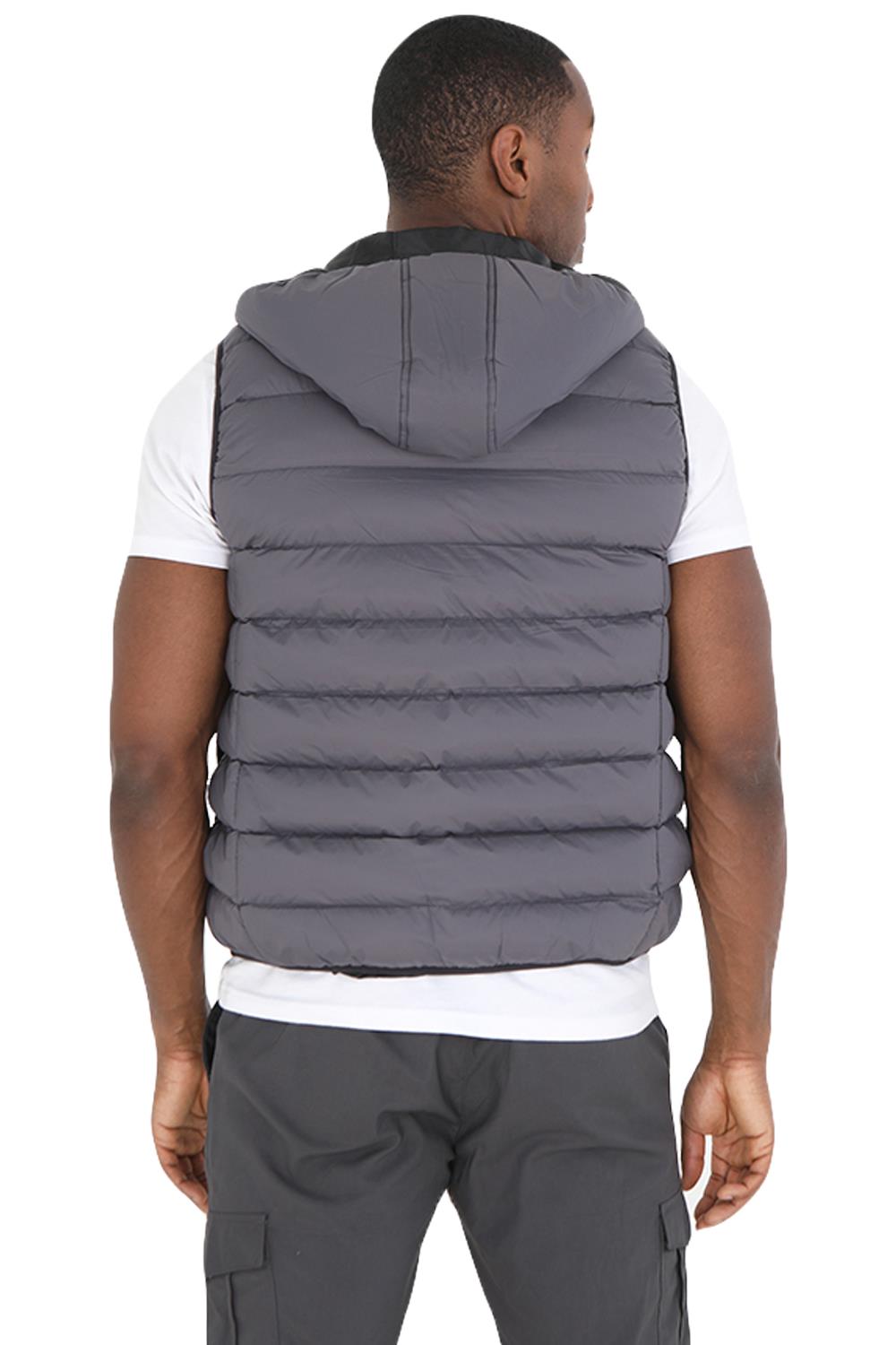 Mens Hooded Gilet Body Warmer Sleeveless Padded Puffer Quilted Jacket BRAVE SOUL - Picture 15 of 17