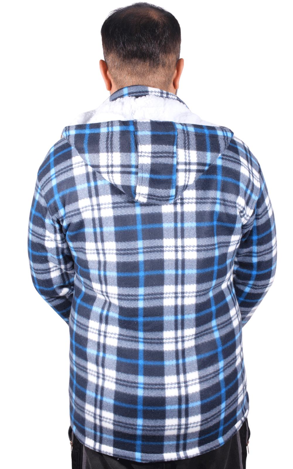 Camisa acolchada para hombre Sherpa forrada de piel leñador chaqueta de trabajo gruesa informal sudadera con capucha - Imagen 15 de 48