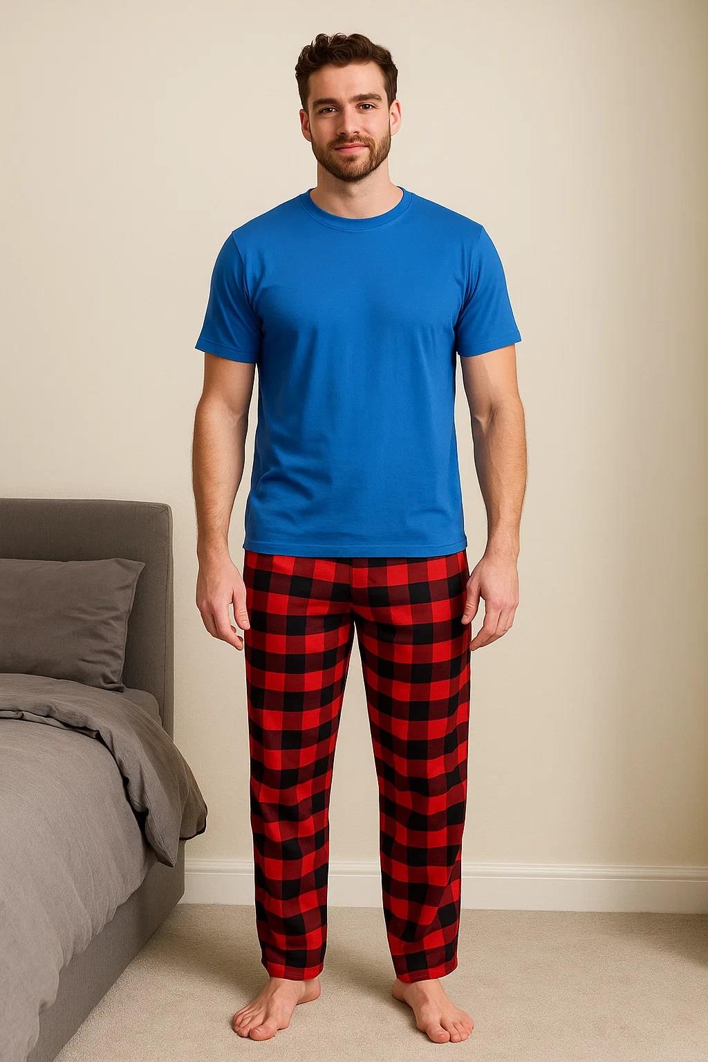 Mens Pyjamas Set Short Long Sleeve Two Piece TShirt Lounge Trouser PJ Nightwear