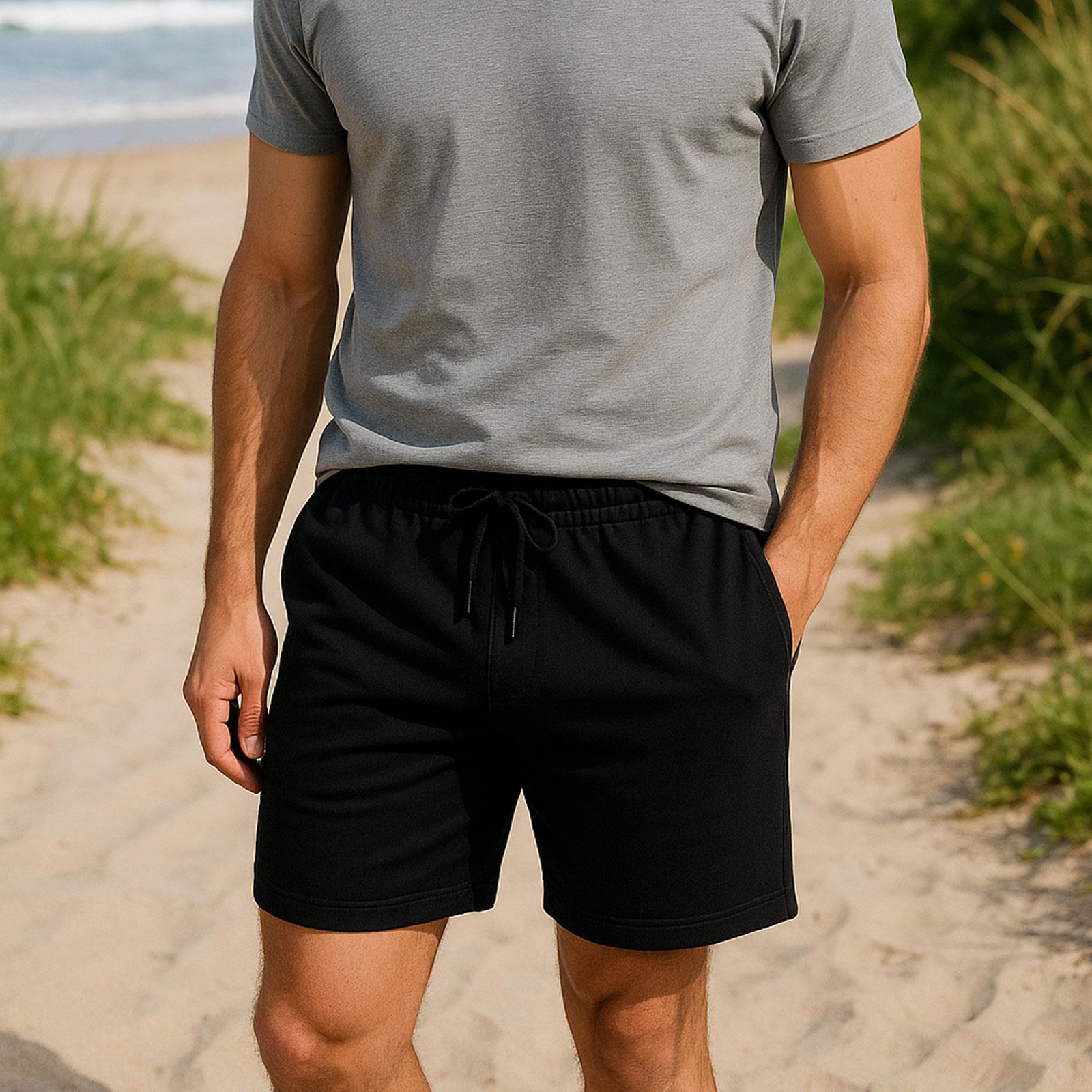 Mens Plain Shorts Elasticated Drawstrings Gym Workout Fitness Active Shorts