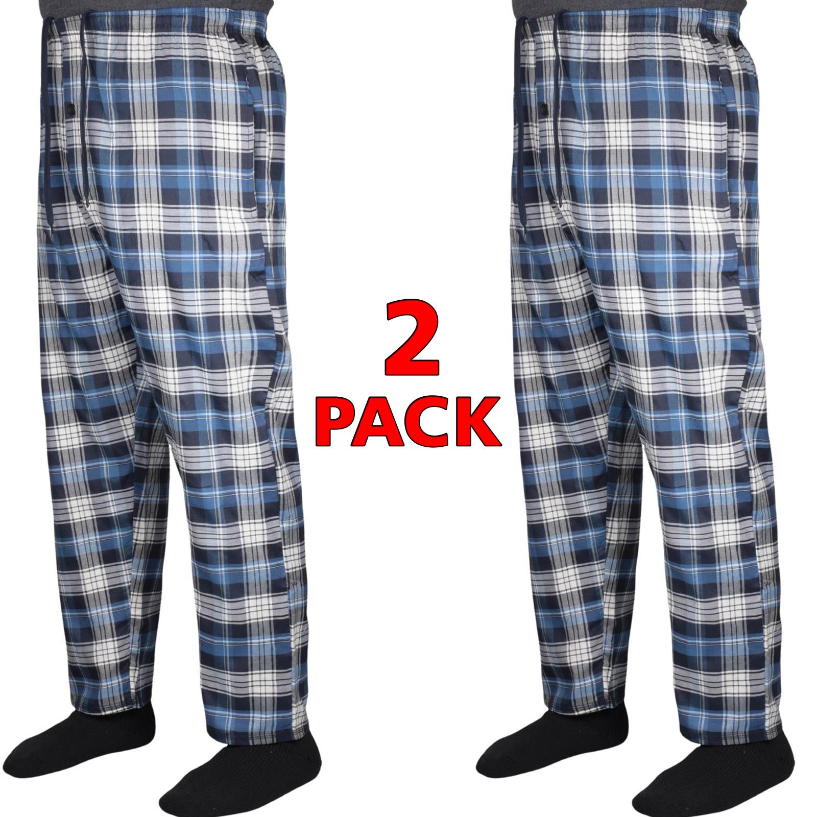 Paquete de 2 pantalones de pijama para hombre tejidos a cuadros de algodón ropa de dormir a cuadros pantalones de salón - Imagen 28 de 33