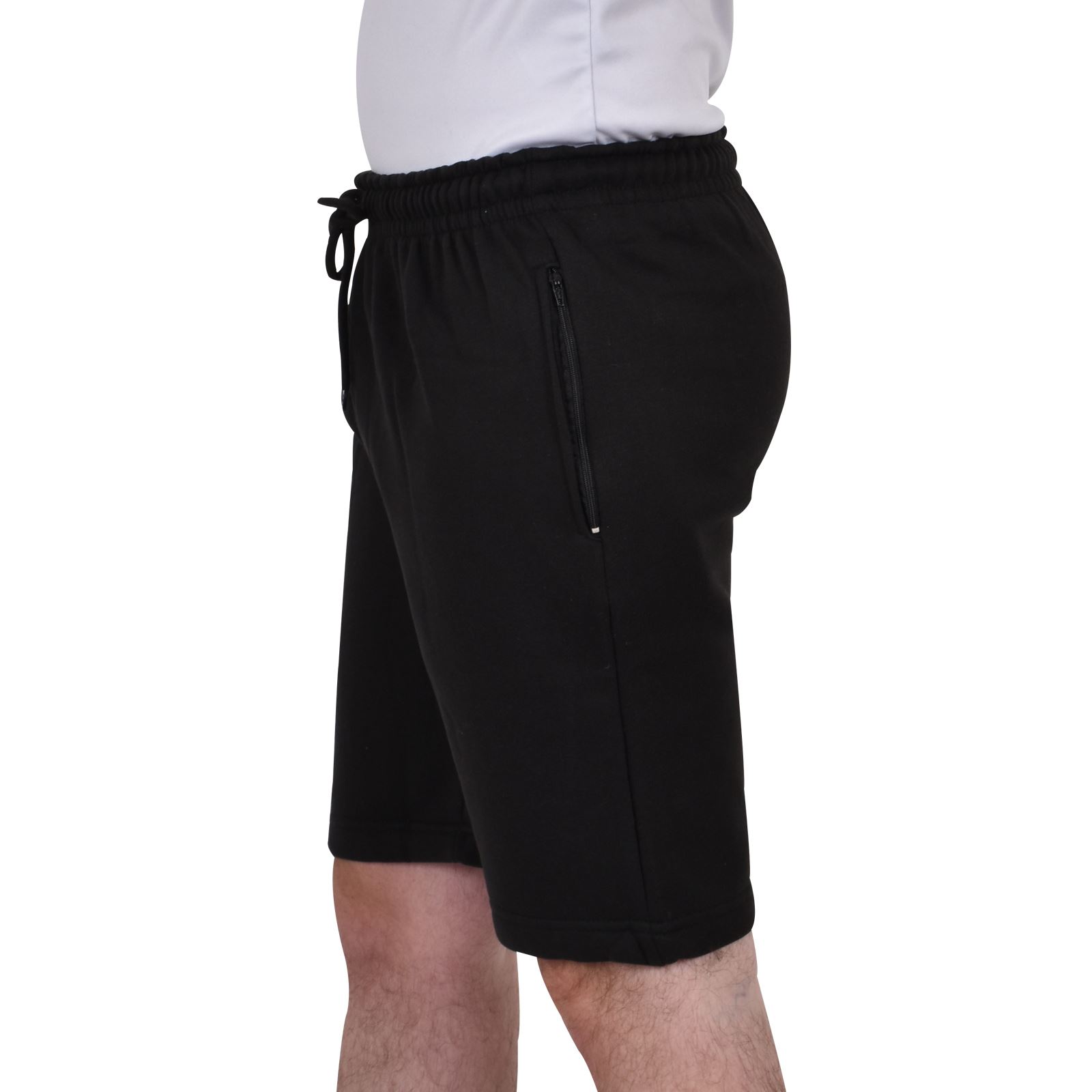 Mens Fleece Shorts with Zip Pockets Flat Front Casual Summer Stretch