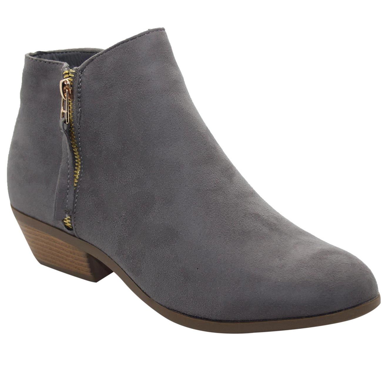 Ladies Chelsea Boots Side Zip Low Mid Chelsea Kitten Heel Faux Suede Zip