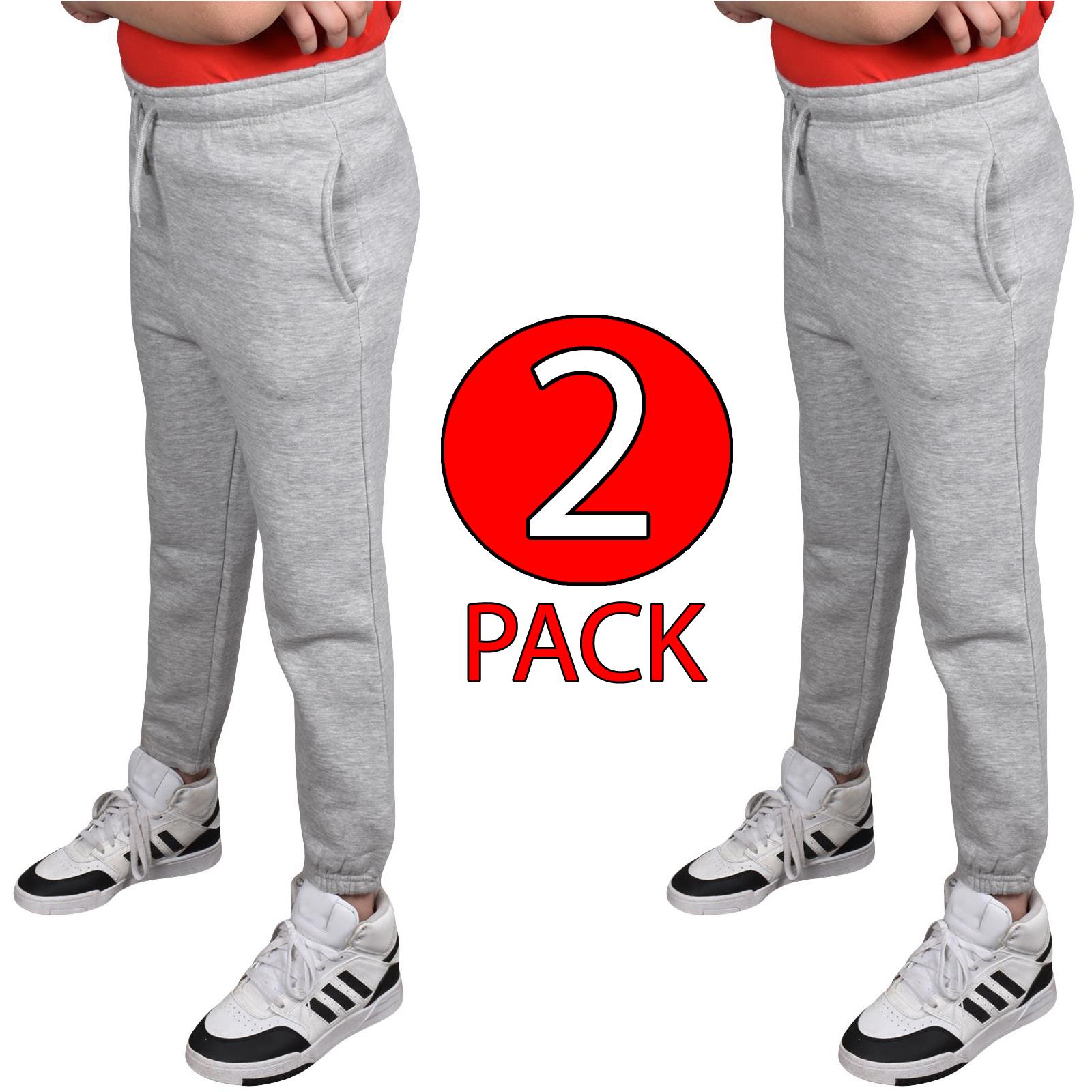 Jogging Bottoms Pack of 2 Kids Boys Girls Warm Fleece PE Plain Tracksuit Joggers - Picture 25 of 62