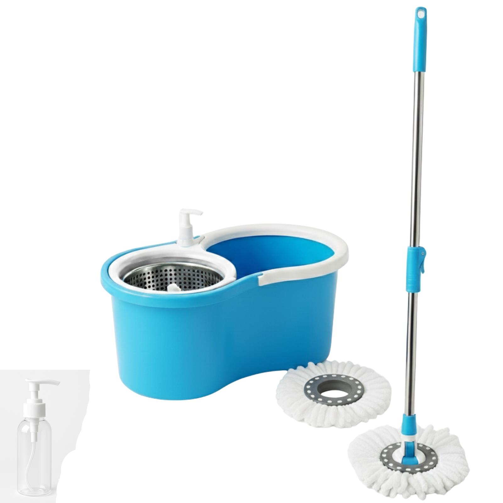 360° FLOOR MAGIC SPIN MOP BUCKET SET WITH 2 HEADS MICROFIBRE ROTATING DRY HEADS - Picture 12 of 17