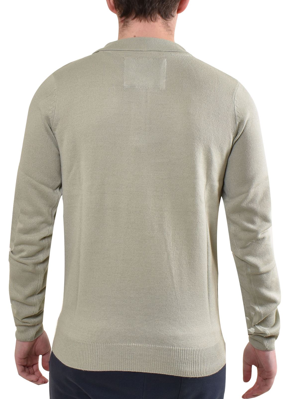 Mens Polo Tee Shirt Long Sleeves Cotton Plain Regular Fit Ribbed Cuff Top
