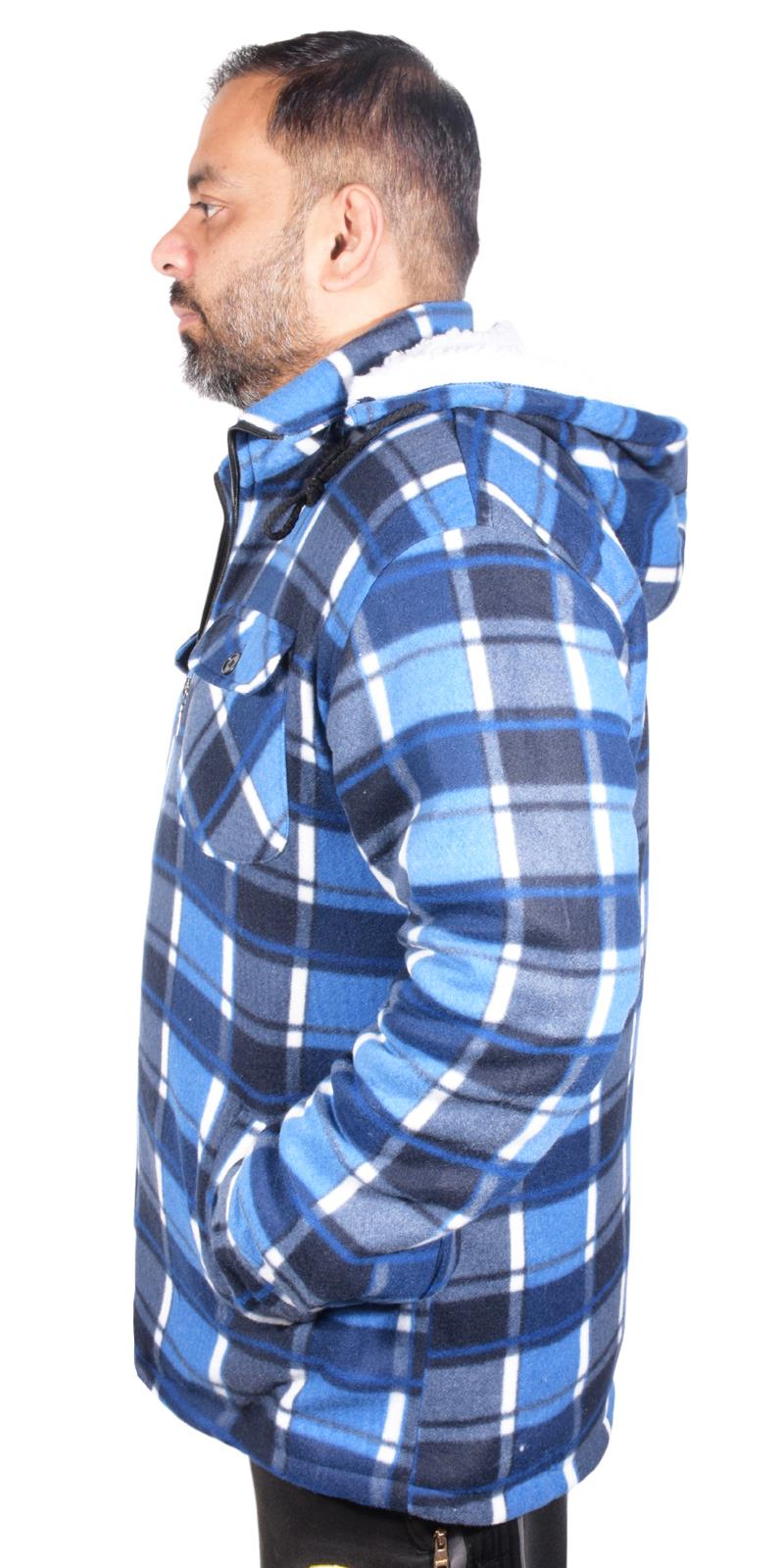Camisa acolchada para hombre Sherpa forrada de piel leñador chaqueta de trabajo gruesa informal sudadera con capucha - Imagen 43 de 48
