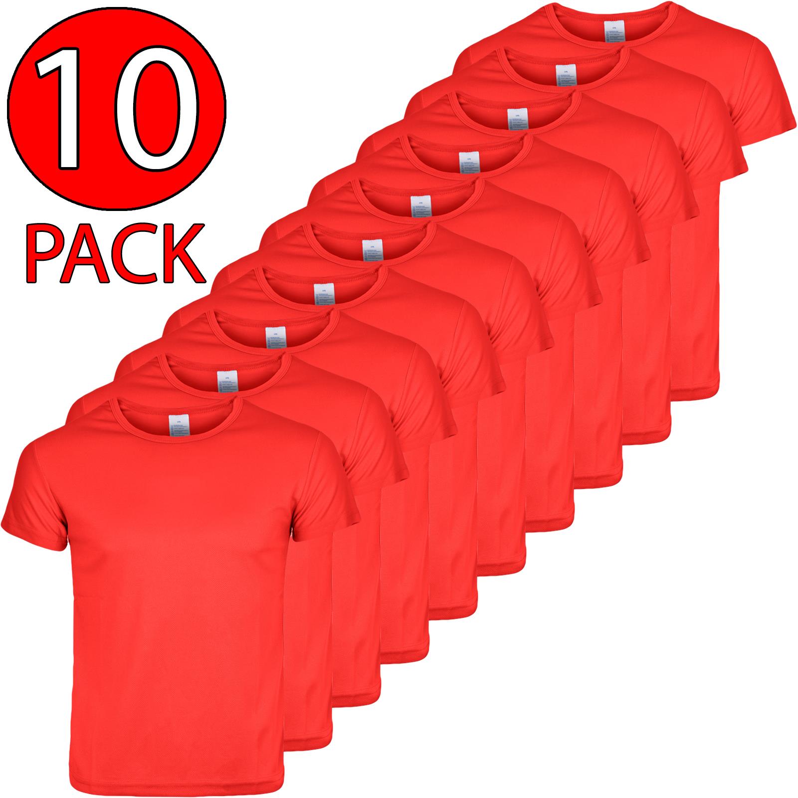 10 Pack Mens Plain T-Shirt Short Sleeve Gym Fitness Crew Neck Sports Breathable - Picture 29 of 37