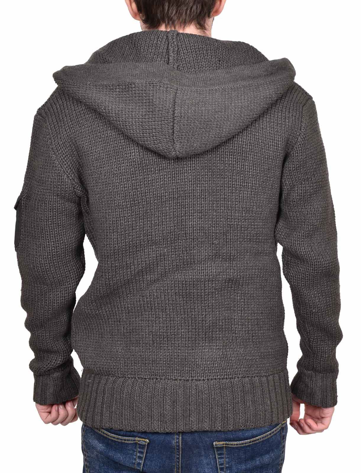 Mens Hoodie Brave Soul Knitted Full Zip Long Sleeve Cardigan Top Hoody