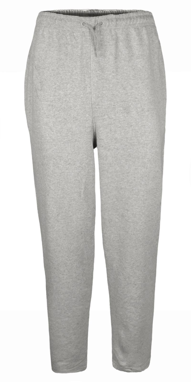 Mens Fleece Trousers Open Hem Joggers Elasticated Straight Leg Casual Gym Pants