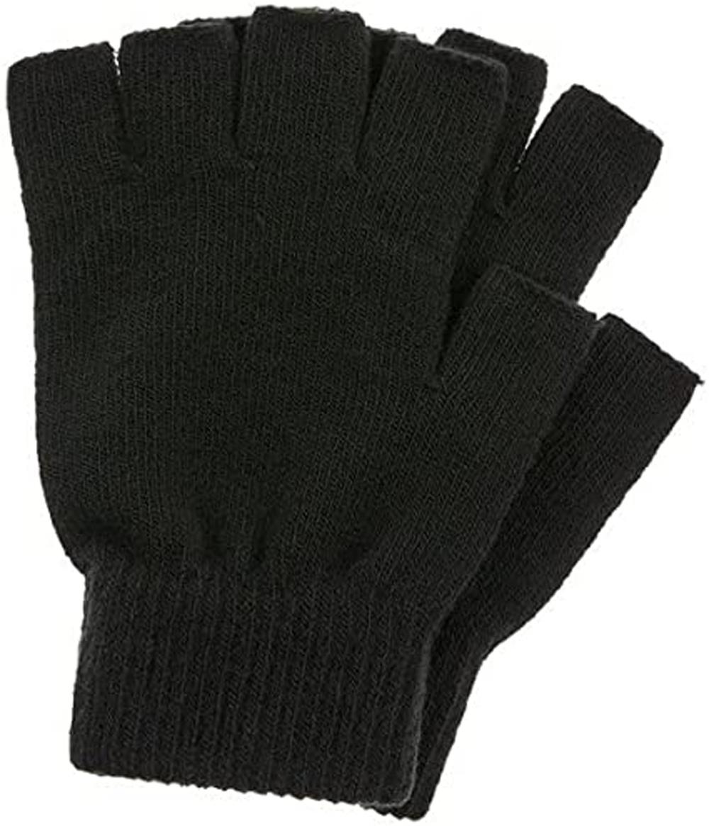 3PAIR Mens Fingerless Gloves Magic Half Finger Winter Typing Touch
