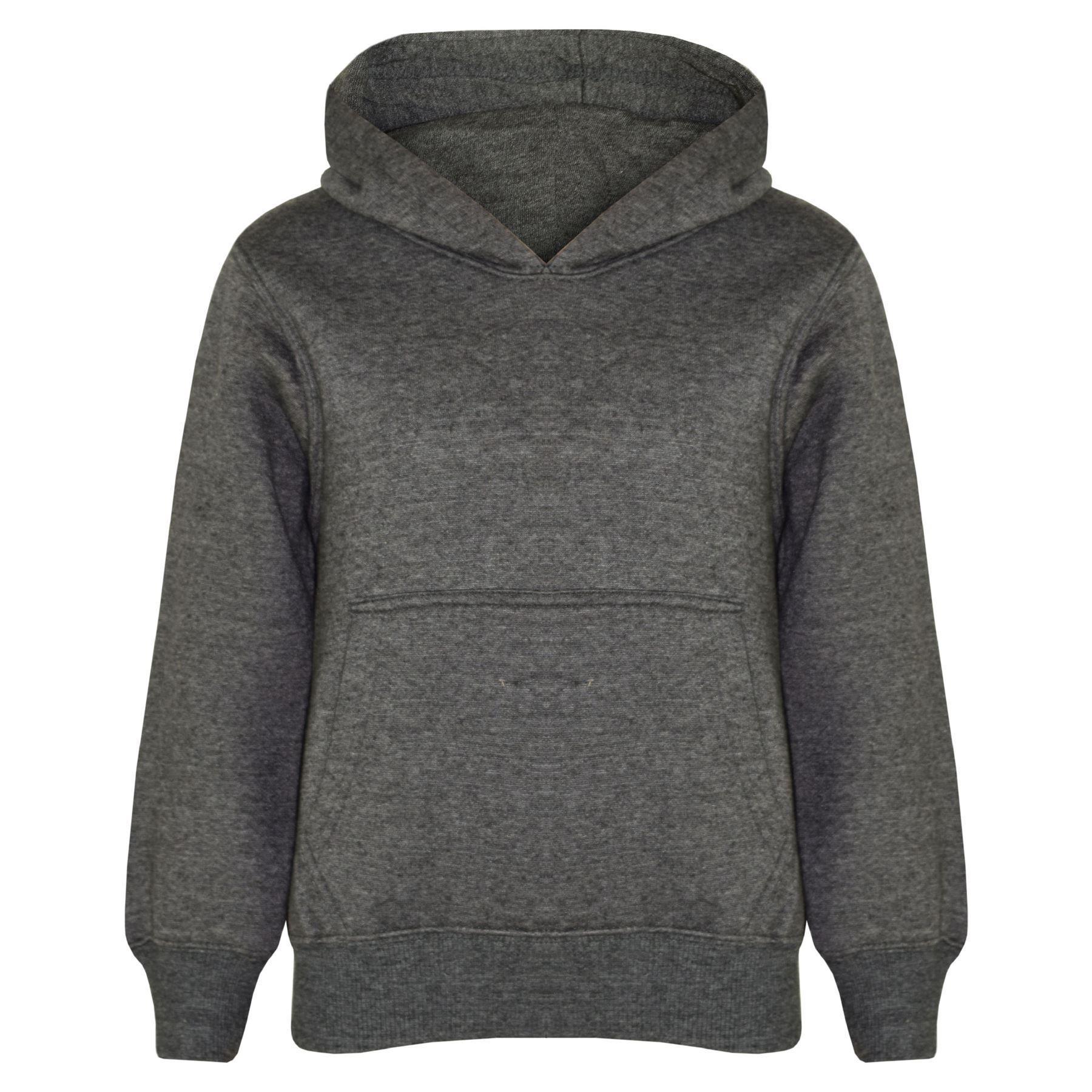 Kids Girls Boys Plain Hooded Jumper Fleece Pullover Hoodie Unisex Sweatshirt - Picture 92 of 128