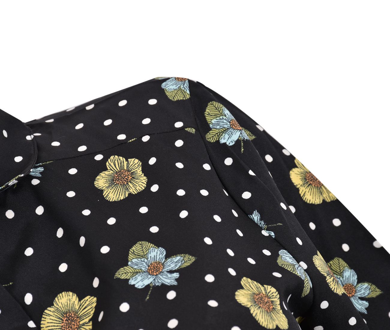 Womens Long Sleeve Floral Shirt Ladies Collar Blouse Dot Casual Work T-Shirt Top - Picture 14 of 22