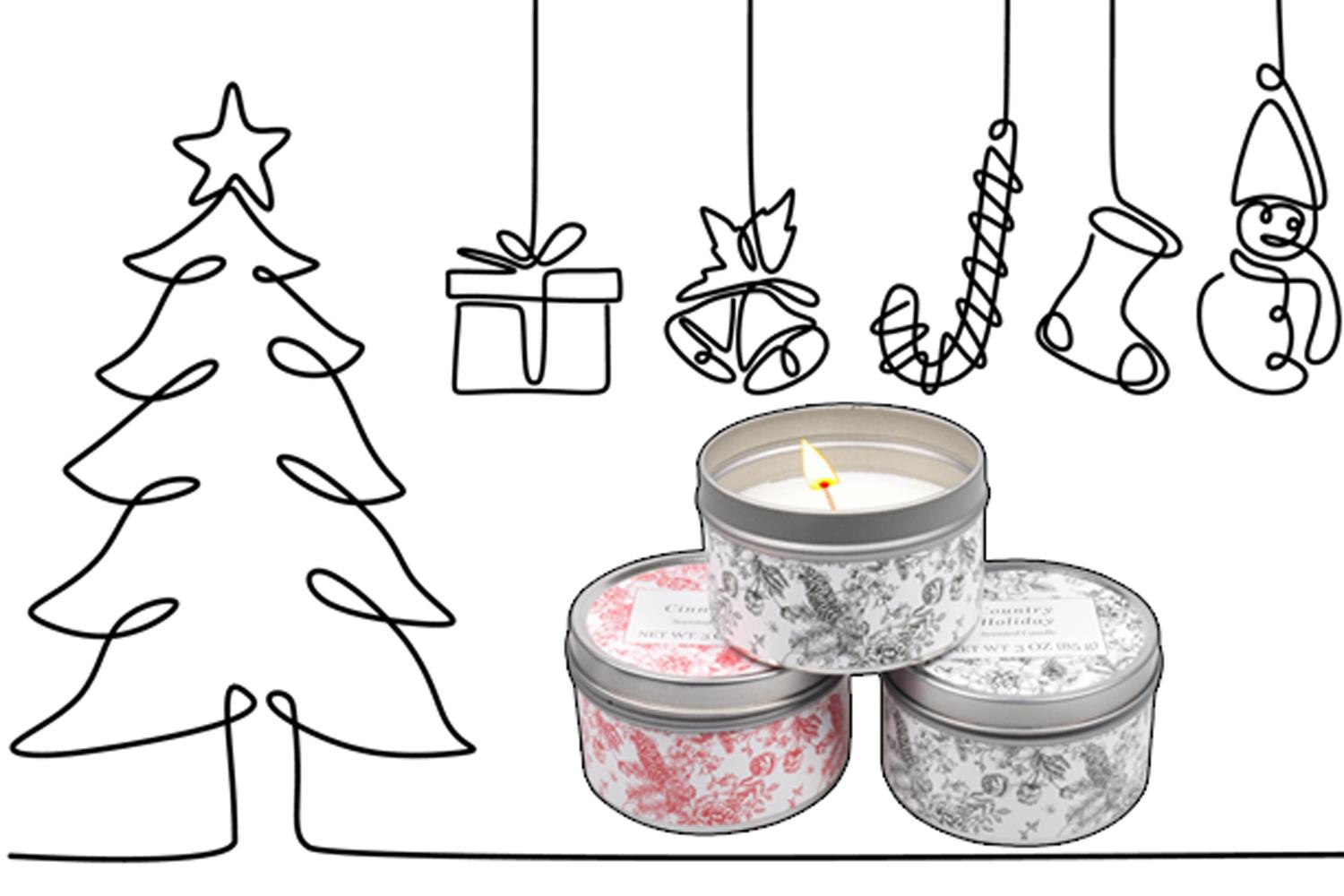 Scented Candles New Set of 3 Festive Christmas Decorative Tin Xmas Gift set - Picture 73 of 99
