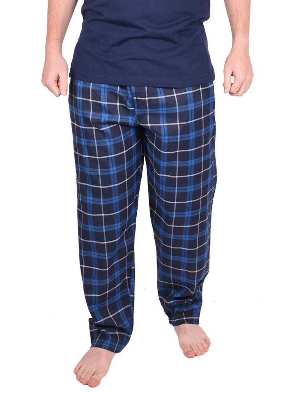 Mens Pyjama Bottoms Woven Check PJ Pants Lounge Nightwear 2 Pack Trouser - Picture 24 of 34
