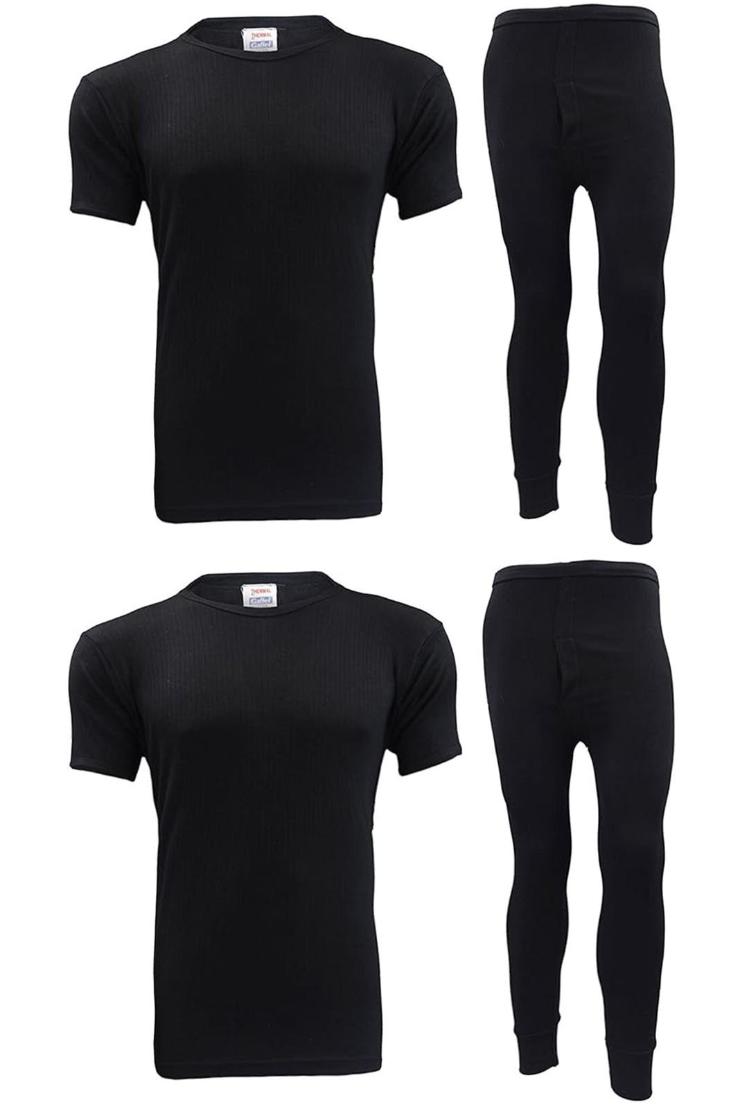 2 Full Set Mens Thermal Long Johns Top Bottom Underwear TShirt Short Long Sleeve - Picture 8 of 21