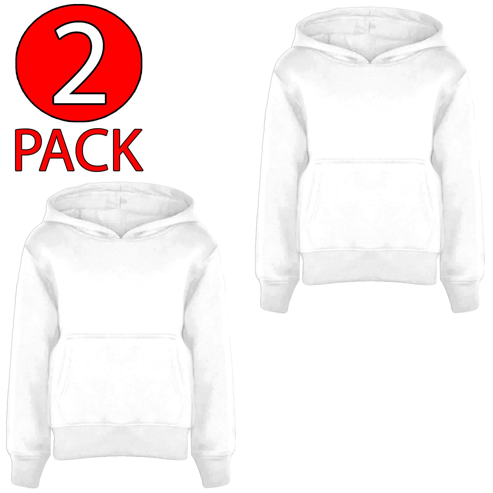Kids Girls Boys Plain Hooded Jumper Fleece Pullover Hoodie Unisex Sweatshirt - Picture 95 of 128