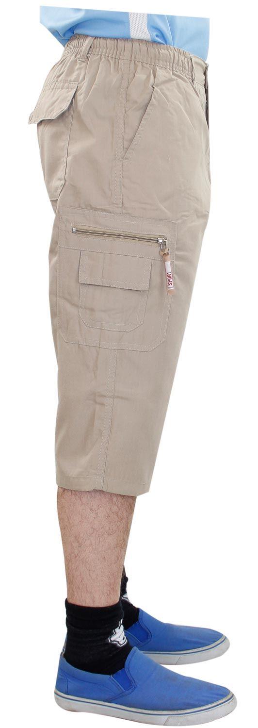 Herren 3/4 Shorts Gummibund Uni Cargo Kampf Arbeit Dreiviertel Hose - Bild 15 von 17
