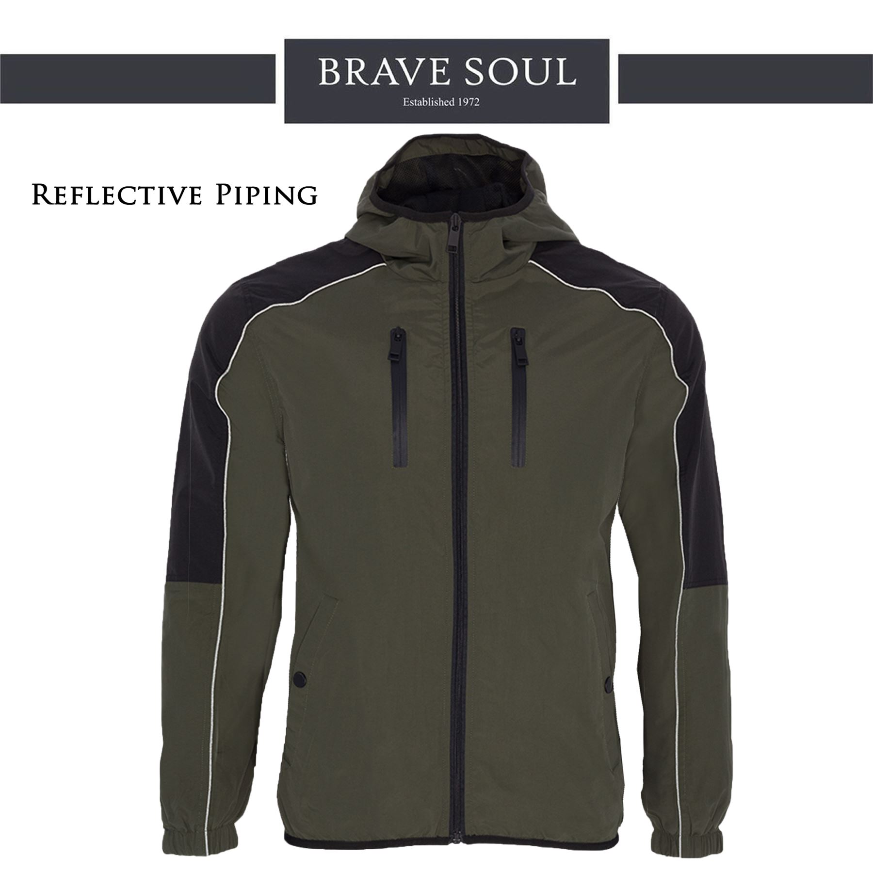 Download Mens Brave Soul Lightweight Reflective Hooded Zip Up ...