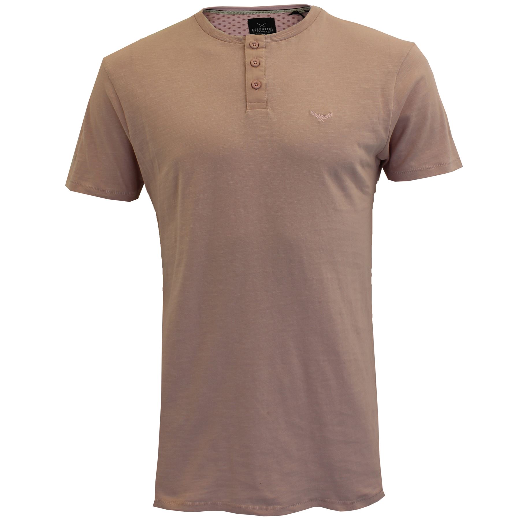 Mens Threadbare Short Sleeve Button Up Grandad Collar T-Shirt 100% Cotton Top | eBay